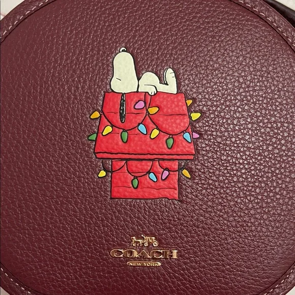 Coach Maroon Crossbody Bag with Snoopy Graphic - Picture 3 of 14